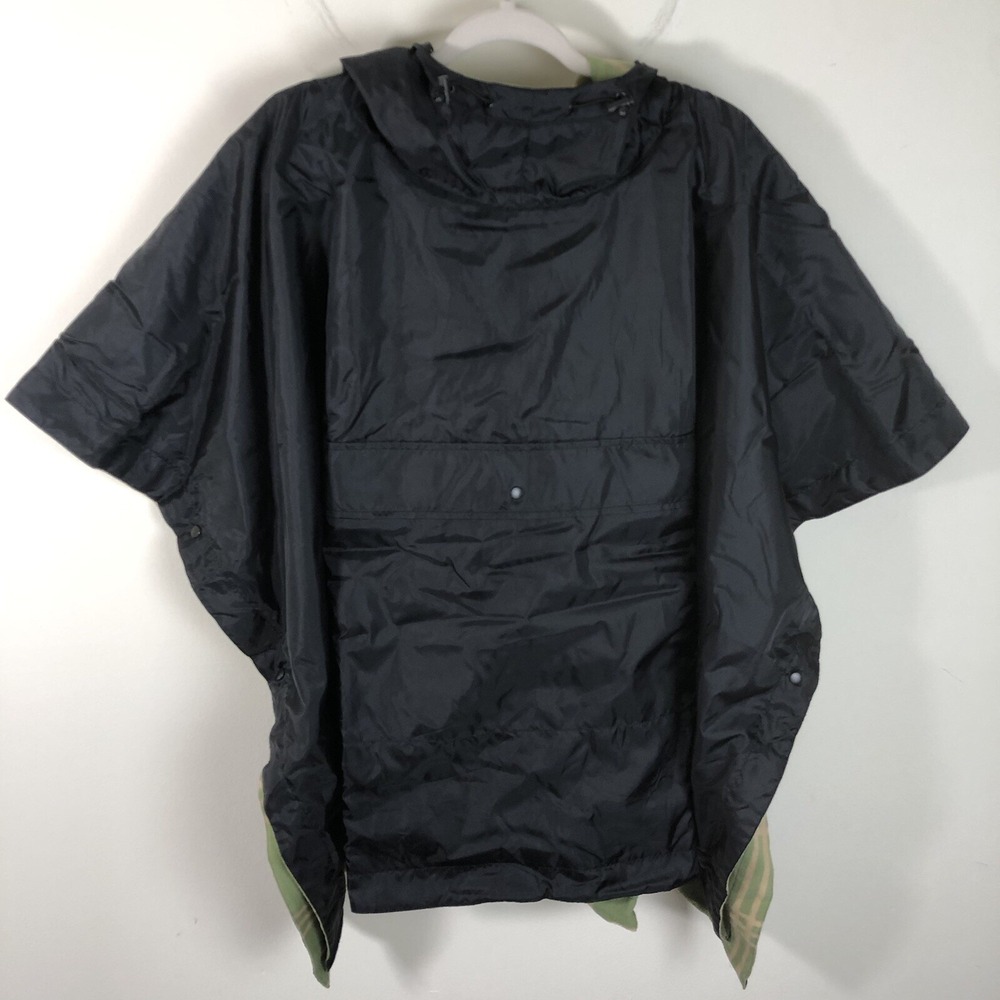 Serra Poncho Hooded Flannel Lined Women's One Size Black Olive Green